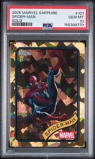 2025 Topps Chrome Marvel Sapphire SPIDER-MAN Gold Sapphire /50 PSA 10 picture