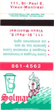 Solmar Old Montreal QC Vintage Matchbook Cover 1970s Portuguese Cuisine picture
