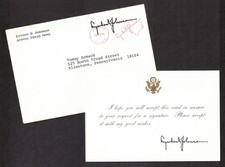 Lyndon B. Johnson U.S. President Original Thank You Card & Envelope Dated 1969 picture