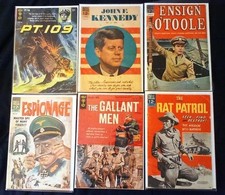 6 TV and Movie comic books: PT 109, John F. Kennedy, Espionage #1, MORE picture