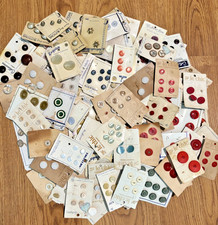 Grandma's Buttons-Lg. Asst. Lot Vtg. Buttons-Colors, Pearlized, Leather Buttons picture