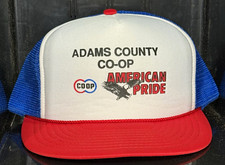 Nissin Adams County Co-Op American Pride Mesh Snapback Trucker Hat Blue Red picture