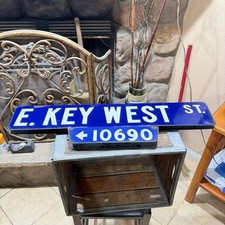 Vintage E.KEY WEST ST.10690  Street Sign  porcelain  double sided 26'' X6'' picture