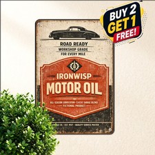 Vintage Car Motor Oil Advertising Metal Sign Retro Auto Garage Plaque 8x12 picture