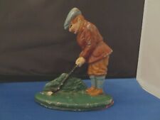 CAST IRON GOLFER GOLF DOORSTOP STAY - GOOD VINTAGE CONDITION W/ SOME PAINT CHIPS picture