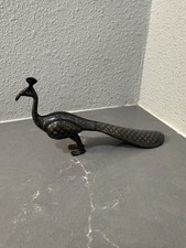 Vintage Metalware Peacock Etched Figure Statue Shoehorn Decorative Handmade picture