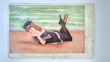 Antique 1907 Postcard Bathing Beauty