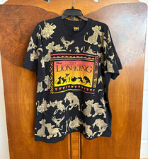 VTG 90’s Disney Lion King All-Over Print Black Graphic T-Shirt Adult picture