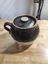 Vintage Antique Stoneware Pottery Bean Pot 5
