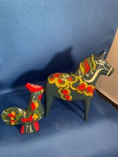 SWEDISH DALA FOLK ART HANDPAINTED HORSE & ROOSTER picture