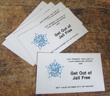 Vintage Original 1990s Chicago Police GET OUT OF JAIL FREE Business Card picture