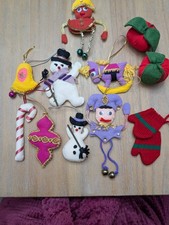Vintage Lot of 11 Felt Christmas Hanging Ornaments, Multicolor Holiday Decor Set picture