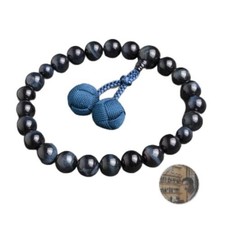 Nenjudo Japanese Men's Prayer Beads 22 Blue Tiger Eye Stone Silk Tassel New picture