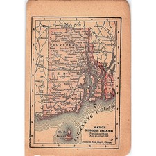 Antique 1889 Map of Rhode Island 1889 Pocket Map Engraving SAG4-H4 picture