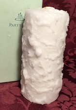 PartyLite SNOW 3 x 6 Round Textured Pillar Candle C3688 NIB White Christmas HTF picture