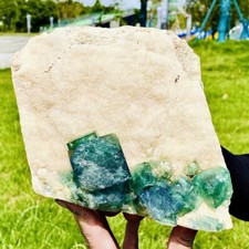 4.96LB Top Natural green cubic fluorite quartzcrystal mineralspecimen picture