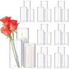 Sawysine 24 Pcs Glass Cylinder Vases Clear 2.5/2.95/3.9 in Diameter 8/10/12 in picture