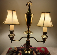 Vintage French Brass Table Lamp Empire Revival Mid Century Bouillotte Eagle picture