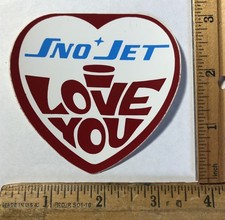 Vintage Sno-Jet I Love You Snowmobile Heart Decal Sticker Racing Ski 1970s picture