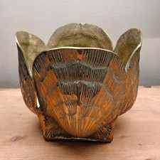 Heavy Brass Clam Shell MCM Hollywood Regency Planter picture