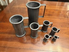Antique 19thC French Pewter Graduated Liquid Measures Set 7 Crown Verification picture