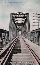 Kankakee IL Illinois Wabash County Railroad Train Bridge River Vtg Postcard 24A picture