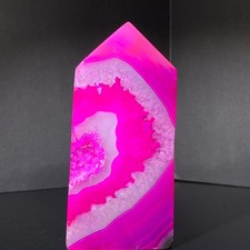 170g Natural pink colour stripe agate ObeliskQuartz Crystal Tower Healing picture