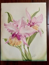 VTG Original Airbrush Painting Hawaii Orchid Pencil Signed Mundorff  15” x 19” picture