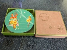 Antique 1930's DISCUS Round Playing Cards Complete Deck No Jokers Green Flower picture
