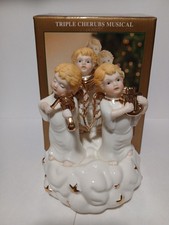 ​Vintage Dillard's Trimmings Triple Cherubs Musical Figurine 6
