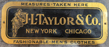 Antique J.L. Taylor & Co. Men's Clothes Metal Advertising Sign NY Chicago picture