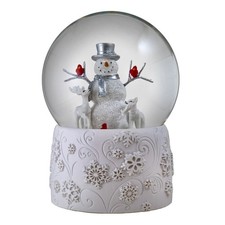 Snowman with Cardinals and Friends Snow Globe by The San Francisco Music Box picture