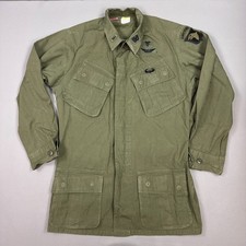 US Military Shirt Mens Small Long Green OG 107 70s Vietnam Jungle Tropical Slant picture