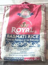 New Royal Basmati Rice Burlap Bag (Empty) 25th Anniversary 20 lb Zipper Handles picture