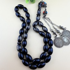 Handmade Yusur 33-bead Islamic Prayer Rosary Tasbih مسباح سبحة يسر مطعم فضة picture