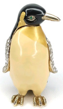 Vintage 1980s Rucinni Penguin Jeweled Enamel & Crystals Trinket Box picture