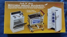 Cook & Shop * Set of 3 Kitchen Magnets * Stove * Shopping Cart * Refrigerator picture
