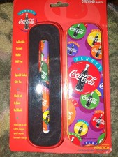 Vtge. 1995 Coca-Cola Ceramic Roller Ball Pen Gift Tin Black Ink 0.5mm Refillable picture