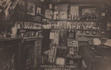 1900s Charles Dickens Old Curiosity Shop London England Interior Litho Postcard picture