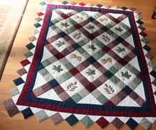 Vintage Handmade Patchwork Quilt Throw Comforter – Fall Theme 80” x64” picture