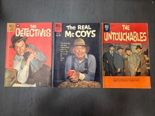 Vintage Dell TV Comics Lot of 3 Untouchables Real McCoys Detectives 1960s picture