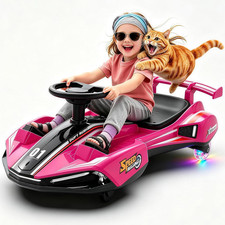 Electric Wiggle Car for Kids, 12V Ride on Toys for Ages 3+, Light Pink picture