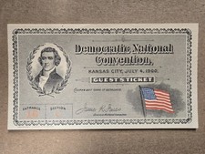 1900 Democratic National Convention Guest Ticket William Jennings Bryan DNC picture