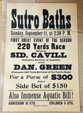 Dan Green Sid Cavill / EARLY SUTRO BATHS FLYER 1898 picture