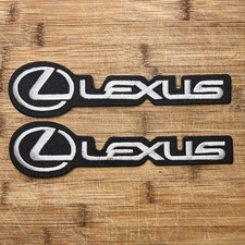 Lexus Logo Embroidered Patch Set of 2 – Black and Silver Car Emblems 8x2 Inches picture