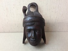 Vintage Carved Wooden Native Face Wall Hanger picture