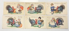 Complete Set 6 Vintage Thanksgiving Postcards Stecher 775 Margaret Evans Price picture