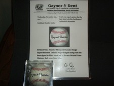 Margaret Thatcher (Iron Lady) Former British Prime Minister Autographed Baseball picture