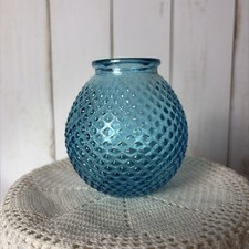 Miniature Turquoise Blue Hobnail Pressed Glass Vase 3 inches high picture