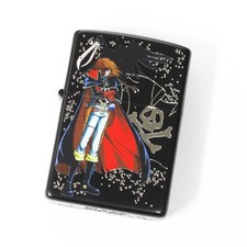 Zippo Space Pirate Captain Harlock Matte Black Silver Both Sides Etching Japan picture